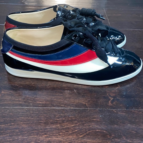 GUCCI
Patent Calfskin Web Falacer Sneakers Gucci Men size 6 Black - Picture 7 of 13